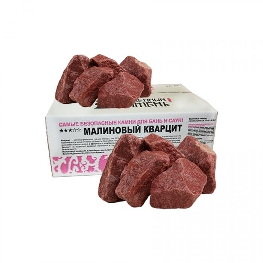 Камень Малиновый кварцит колотый (коробка 20кг)