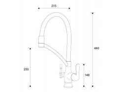 Смеситель для кухни с переключателем на питьевую воду, с съемным силиконовым шлангом TL-18023-bronze