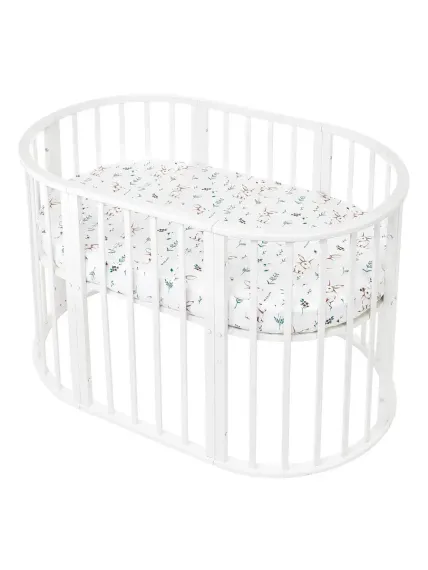 Простынь на резинке Lemony kids Rabbit Белый овальная поплин