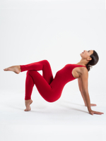 Yoga Oil Unitard, Red