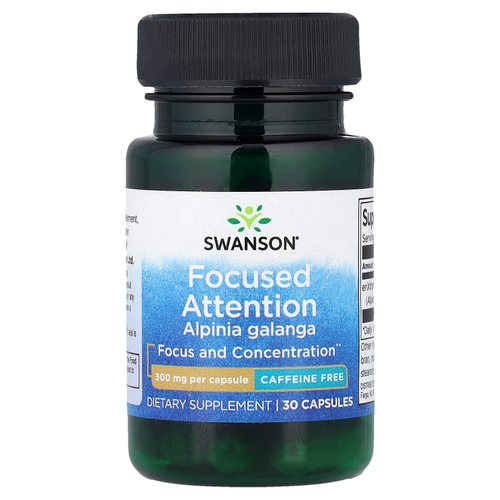 Swanson Vitamins, Focused Attention Alpinia Galanga, без кофеина, 300 мг, 30 капсул