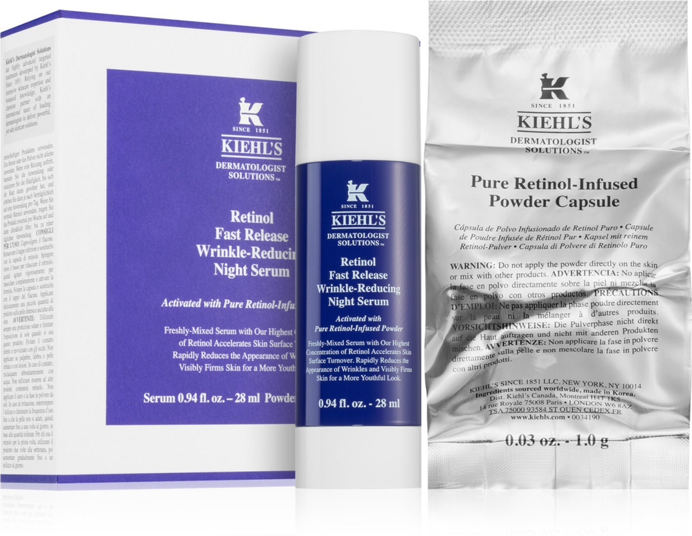 Kiehl's Dermatologist Solutions Retinol Fast Release Wrinkle-Reducing Night Serum - ночная сыворотка против морщин с ретинолом /   28  ml  / GTIN 4935421799379