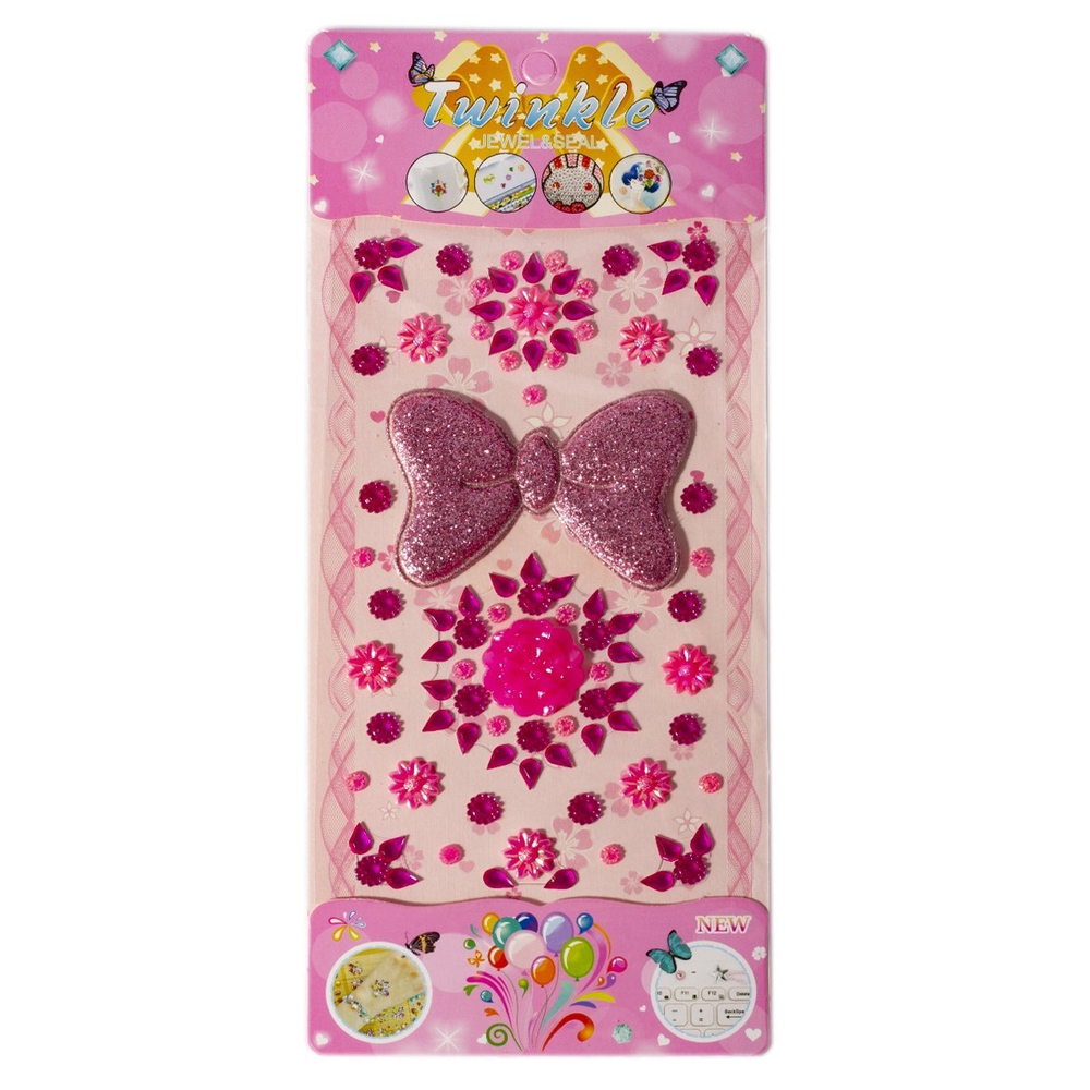 Наклейки-стразы Alingar, акриловые, "Бантик", крупный бант, цветы, пакет с европодвесом