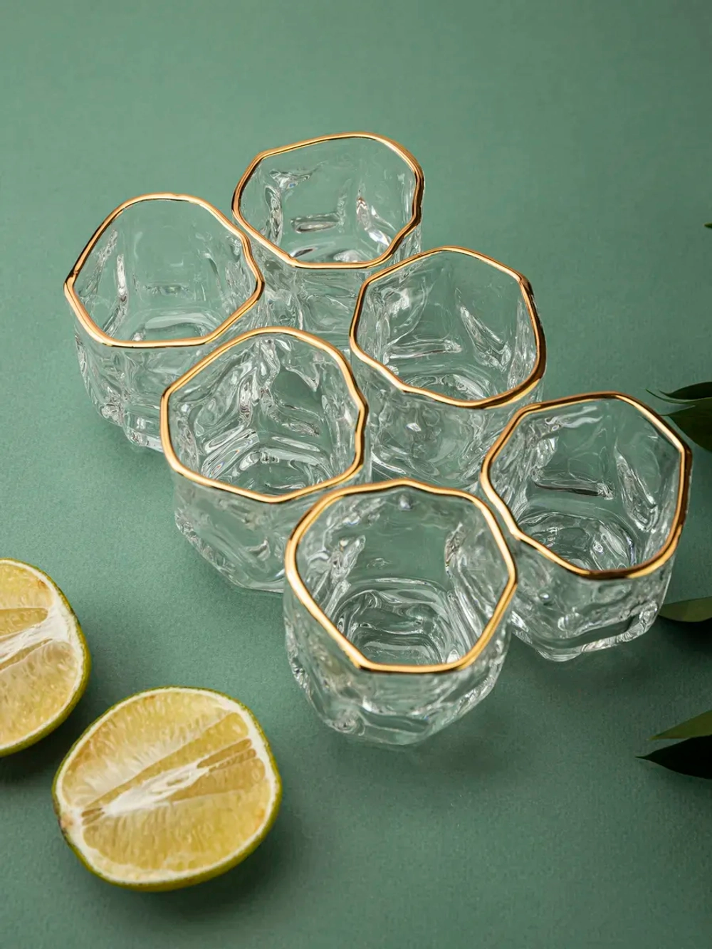 Набор изогнутых шотов, 60 мл, 6 шт. с золотой каймой