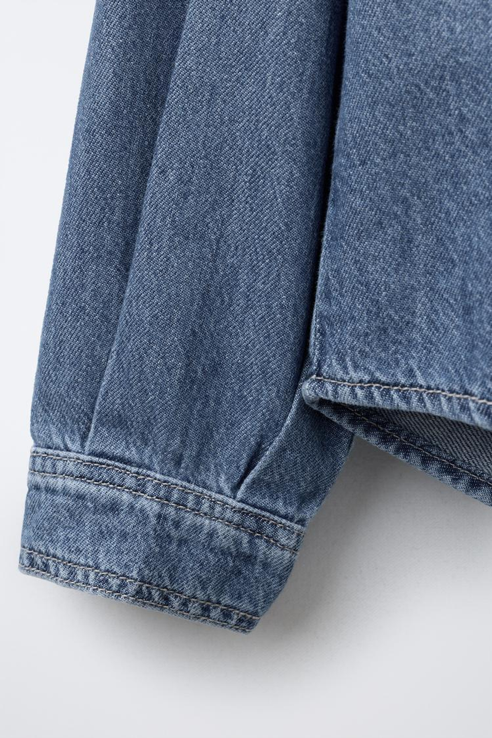 ZARA ДЖИНСОВАЯ РУБАШКА С ОТЛОЖНЫМ ВОРОТНИКОМ, СИНИЙ