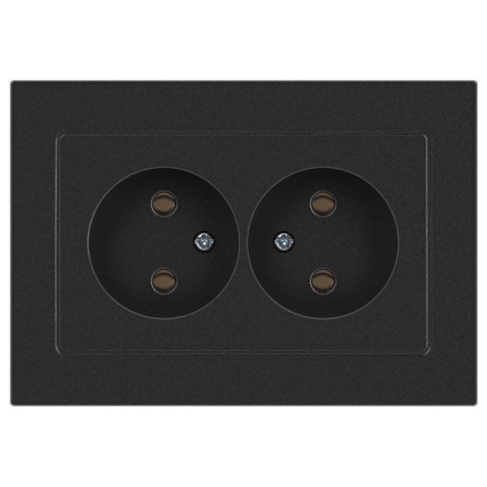 Розетка Intro Accent 6-204-07 , 2х2P, 16А-250В, IP20, СУ, AL/CU, графит | Intro