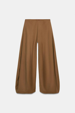 ZARA БРЮКИ WIDE-LEG ОБЪЕМНОГО КРОЯ — ZW COLLECTION, КАРАМЕЛЬНЫЙ