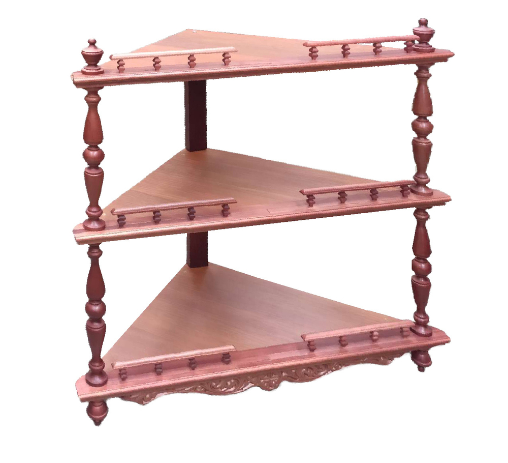 Полка угловая 3-х ярусная с резьбой ручной работы