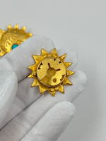 Накладка на пуговицу Солнце с голубой вставкой