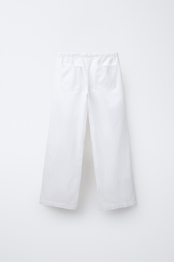 ZARA ДЖИНСЫ WIDE LEG С ЗАКЛЕПКАМИ, БЕЛЫЙ