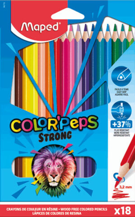 Карандаши цвет. 18цв  Maped Color Peps Strong повышен.прочности, пластиковые