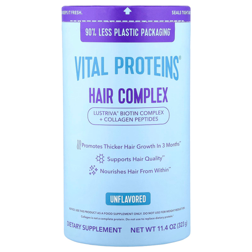 Vital Proteins, Комплекс для волос, без добавок, 323 г (11,4 унции)