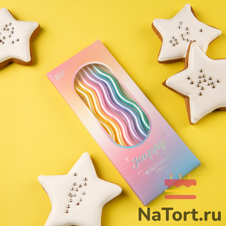 Набор свечей для торта «Happy» (волна, 14 см) 6 шт