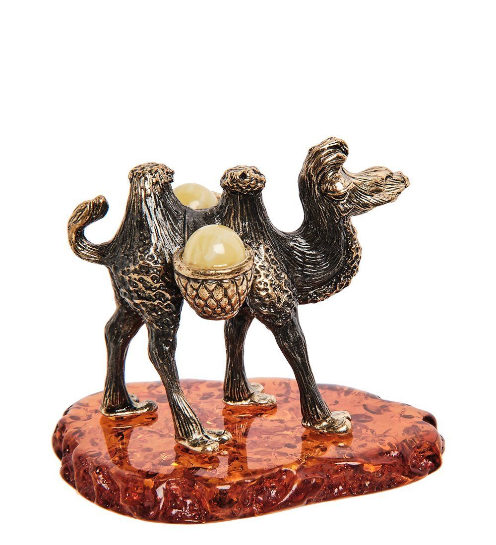 Народные промыслы AM-2822 Фигурка «Верблюд с поклажей» (латунь, янтарь)