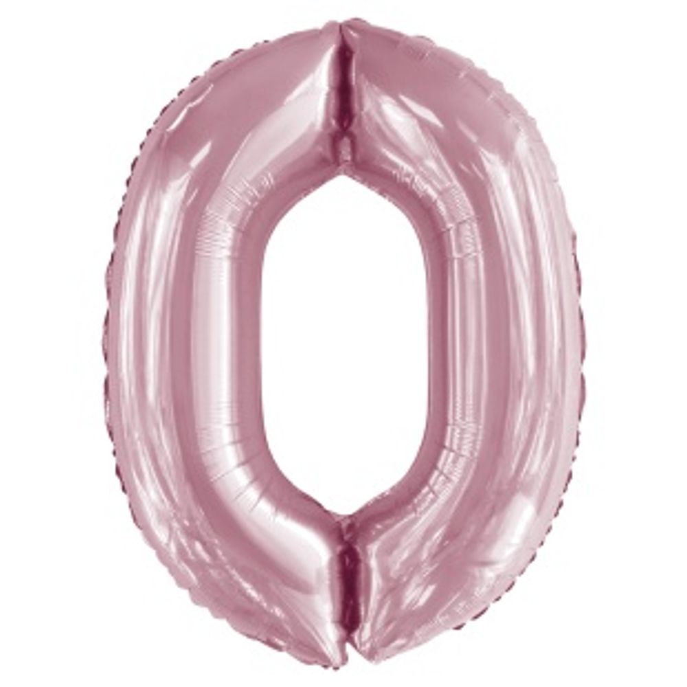 К Шар 34'' / 86 см "Цифра 0" Slim Светло розовый (БГ-60)
