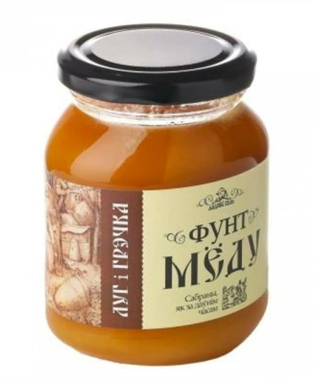 Мёд натуральный цветочный "Фунт мёду-Луг i Грэчка" 454г. Мядовы шлях Гродно