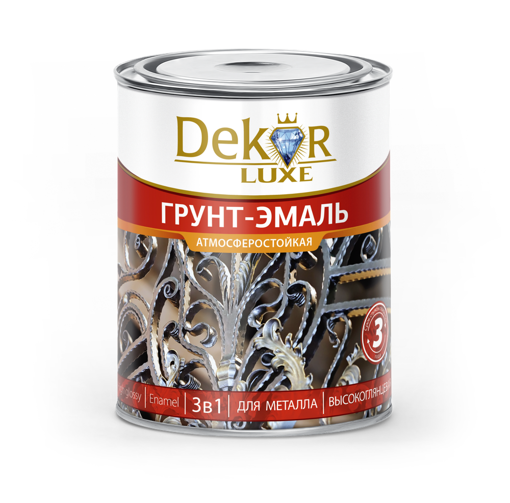 DEKOR LUXE  Грунт-эмаль 3 в 1 атмосферостойкая  Графит 1,9кг (Кубанские краски)