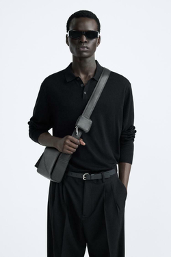 ZARA СУМКА С АСИММЕТРИЧНЫМ КЛАПАНОМ, ЧЕРНЫЙ