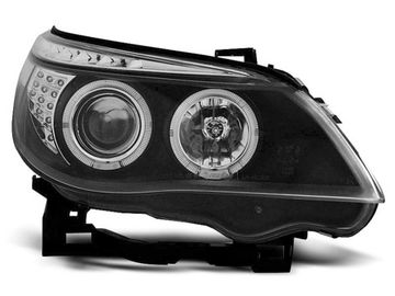 Передние фары Bmw 5 E60/E61 angel eyes black led indicator