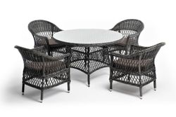 "Дольче" обеденная группа из искусственного ротанга, цвет графит