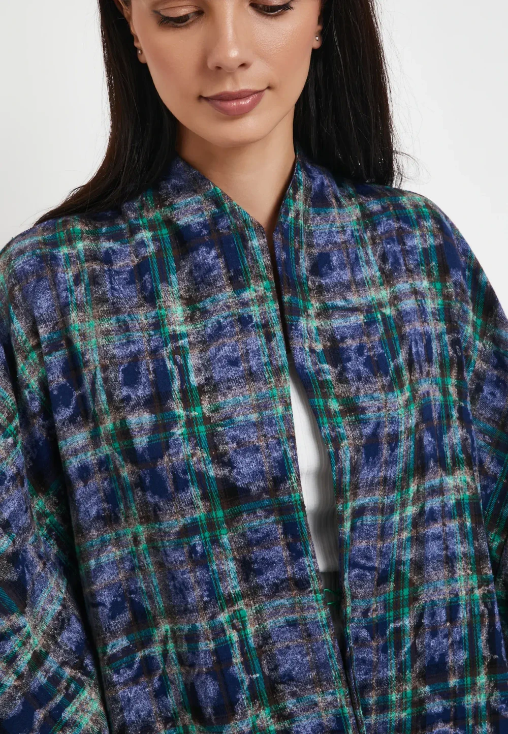 Рубашка Кардиган синяя клетка