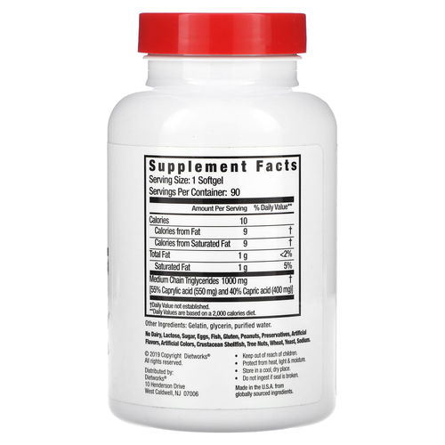 DietWorks, Масло MCT, 1000 мг, 90 мягких таблеток