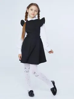 Школьный сарафан, цвет черный, рост 128