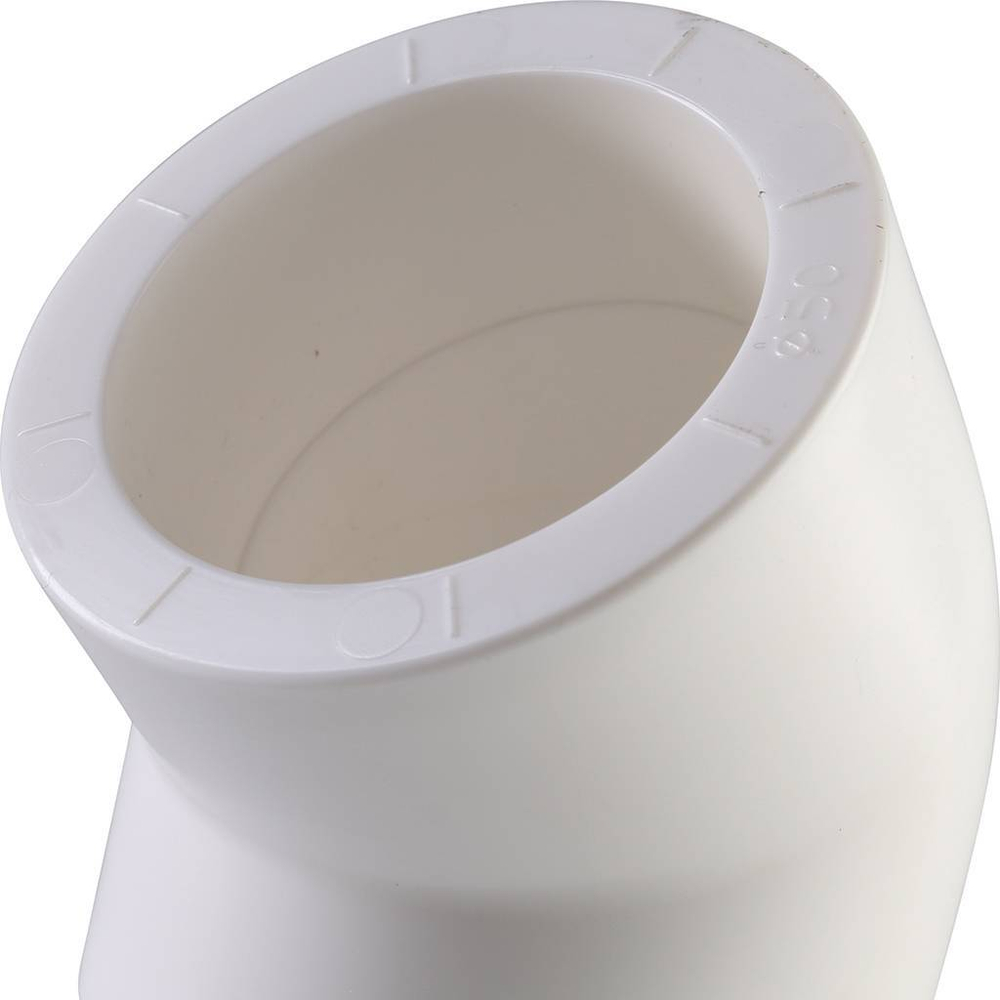 Угольник 45*  d=50 для полипропиленовых труб под сварку (цвет белый) Политэк