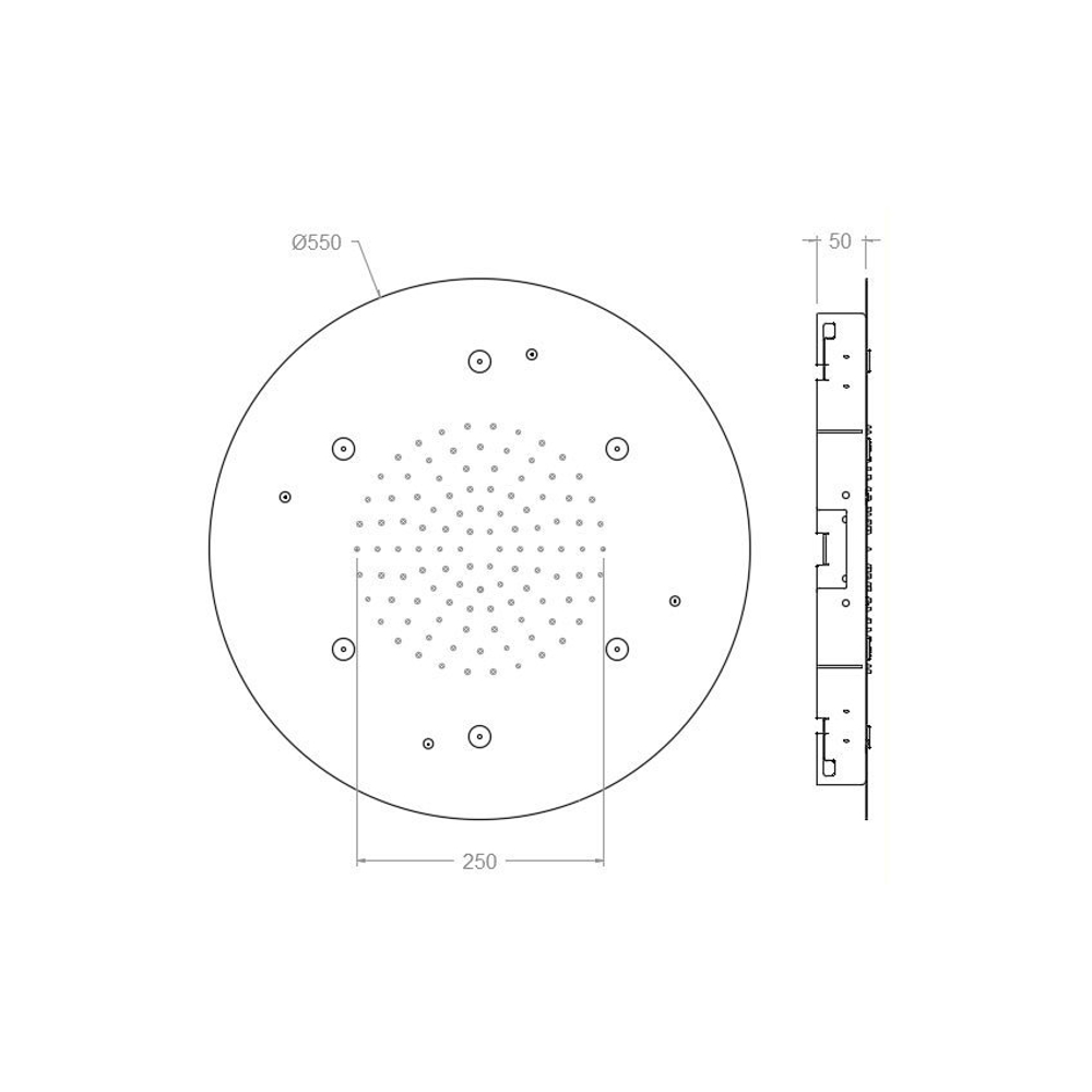 Душ тропический встраиваемый потолочный круглый 2 режима HYDROTHERAPY RELN550