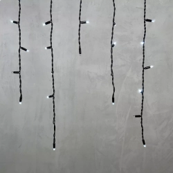 Светодиодная бахрома с колпачком 3,2*0,9 м., 168 белых LED ламп, мерцание, каучуковый черный провод, LTC (LL168BLW-1-2W)