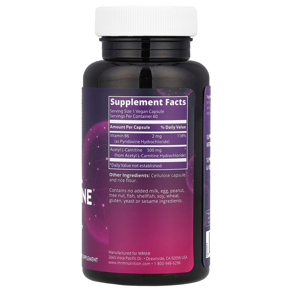 MRM Nutrition, Nutrition, ацетил-L-карнитин, 60 веганских капсул