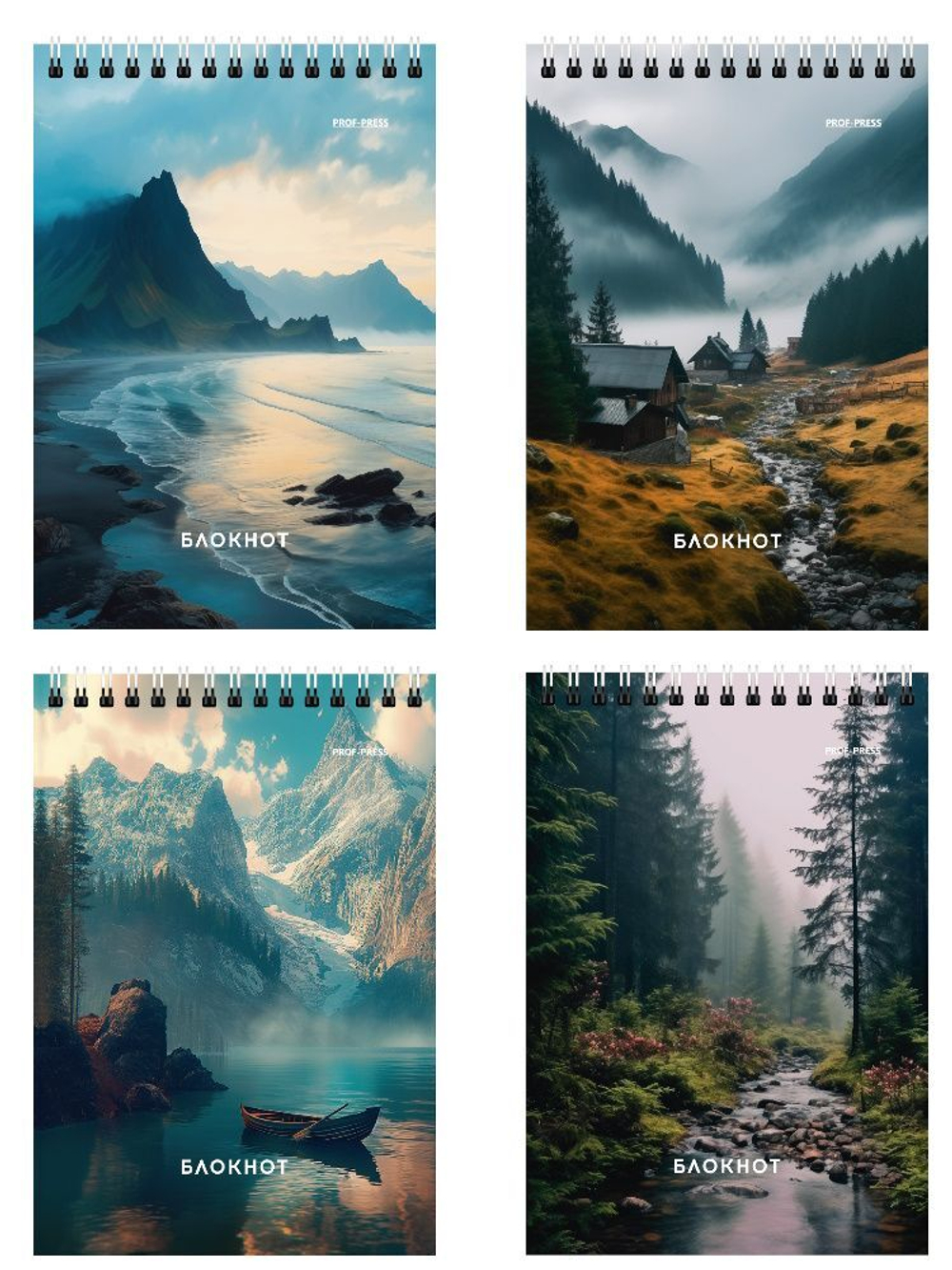 Блокнот А6 40л гребень "Виды природы - 8" клетка