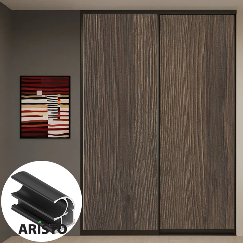 Дверь-купе ARISTO С, ЛДСП EGGER, профиль черный велюр (18 цветов)