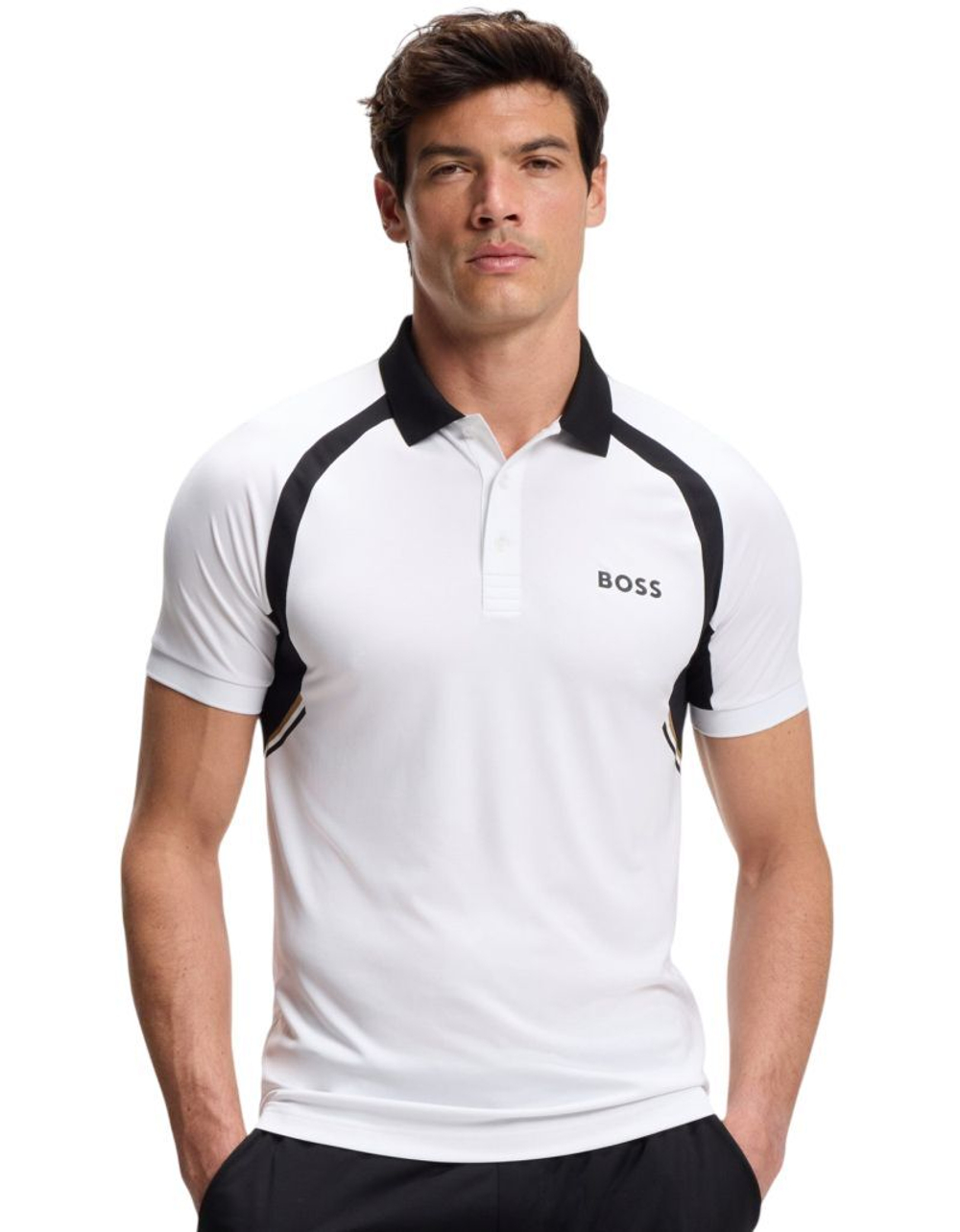 Мужское теннисное поло BOSS TOC Spin - white