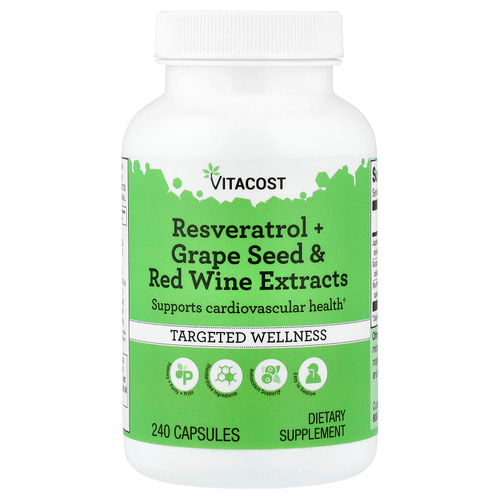 Vitacost, Resveratrol + Grape Seed & Red Wine Extracts, 240 Capsules