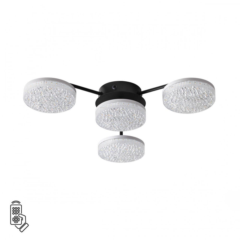 8236/4CL LEDIO LN25 000 черный, металл/акрил Люстра потолочная с ПДУ LED 55W 3000-6000К 220V DIDANA