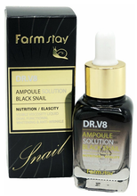 Farmstay DR.V8 Ampoule Solution Black Snail Ампульная сыворотка для лица с муцином черной улитки, 30 мл