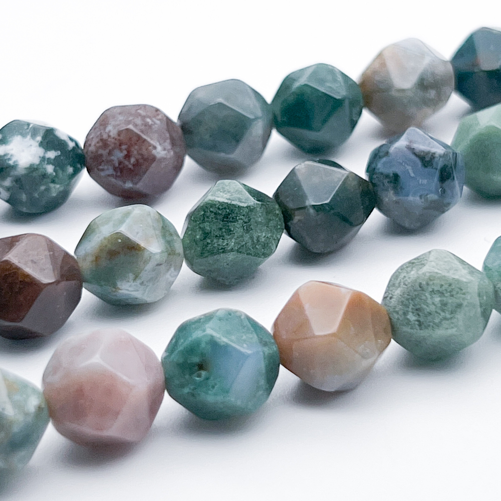 "Индийский агат" (халцедон) крупной огранки, размер около 10 мм, цена за 18 шт (1/2 нити)