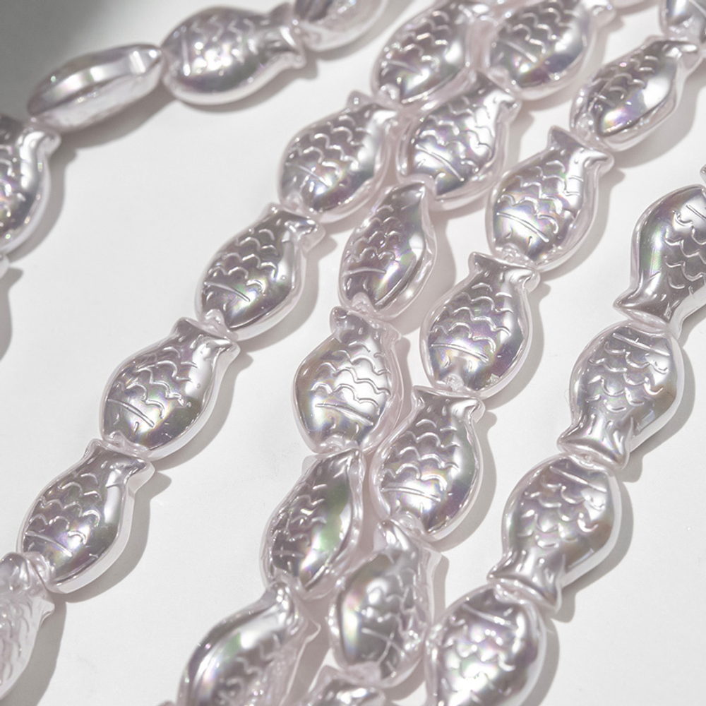 Хрустальный жемчуг в форме рыбок, розовый, 14*10мм