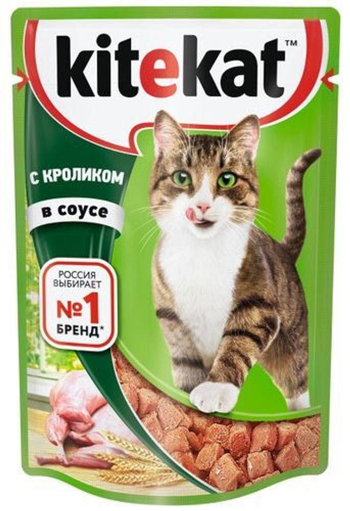 Влажный корм Kitekat для кошек кролик в соусе 85 г