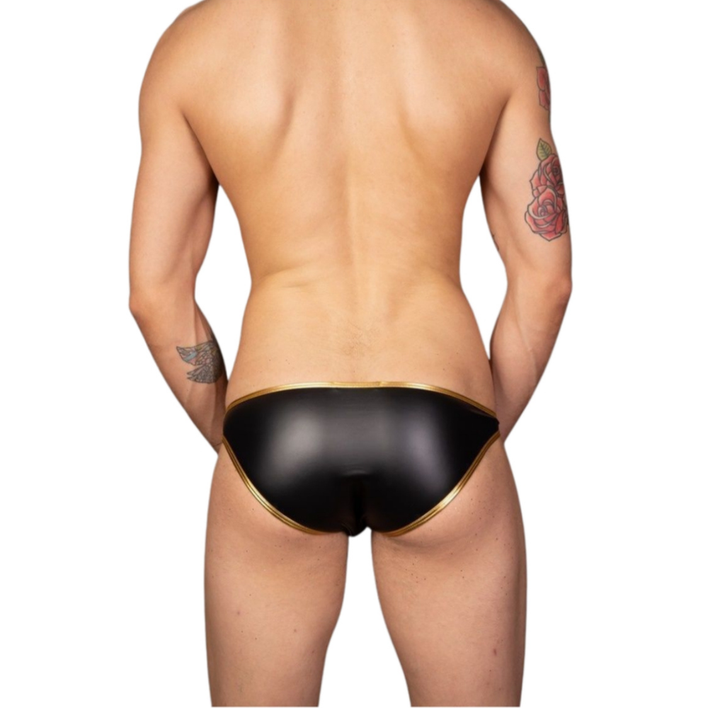 Мужские трусы слипы черные с золотой окантовкой Cosmos Colors MR20_BG