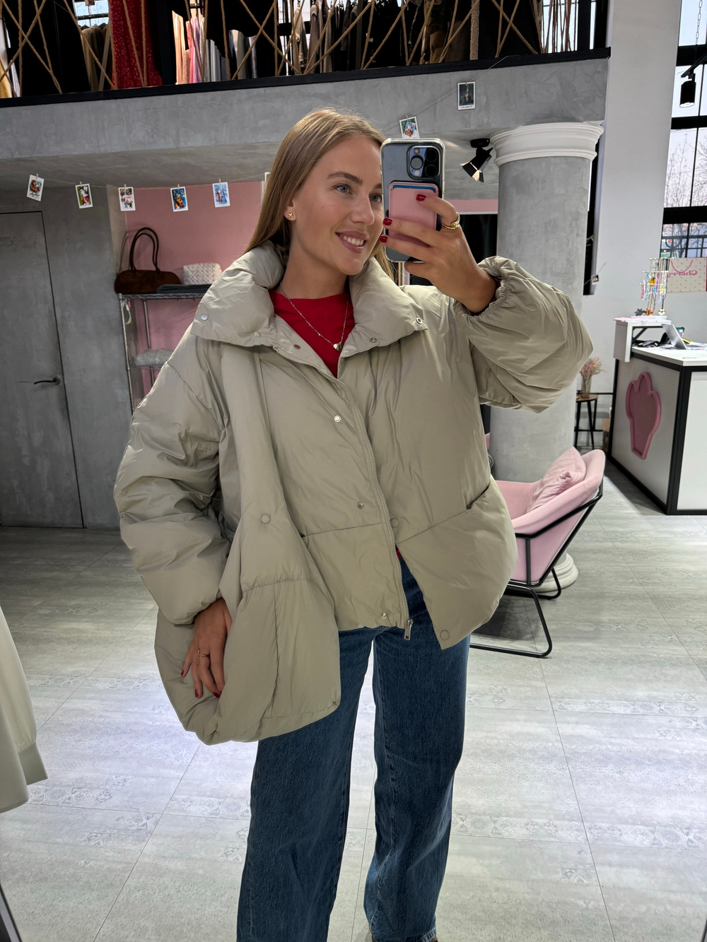 Пуховик Бриана олива