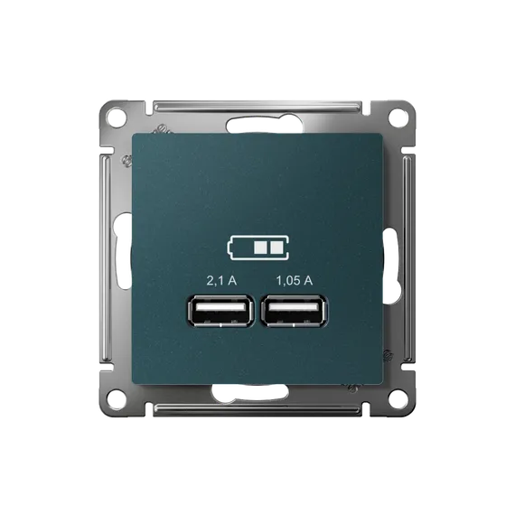 Розетка USB AtlasDesign тип A+A 5В 1х2.1А 2х1.05А механизм изумруд SE ATN000833