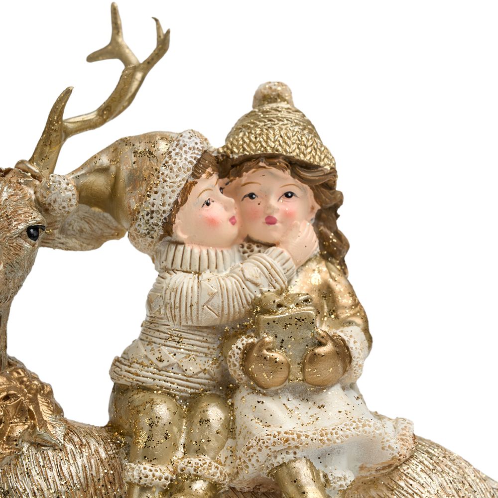 СТАТУЭТКА "ДЕТИ НА ОЛЕНЕ" 14,5Х7Х14 СМ