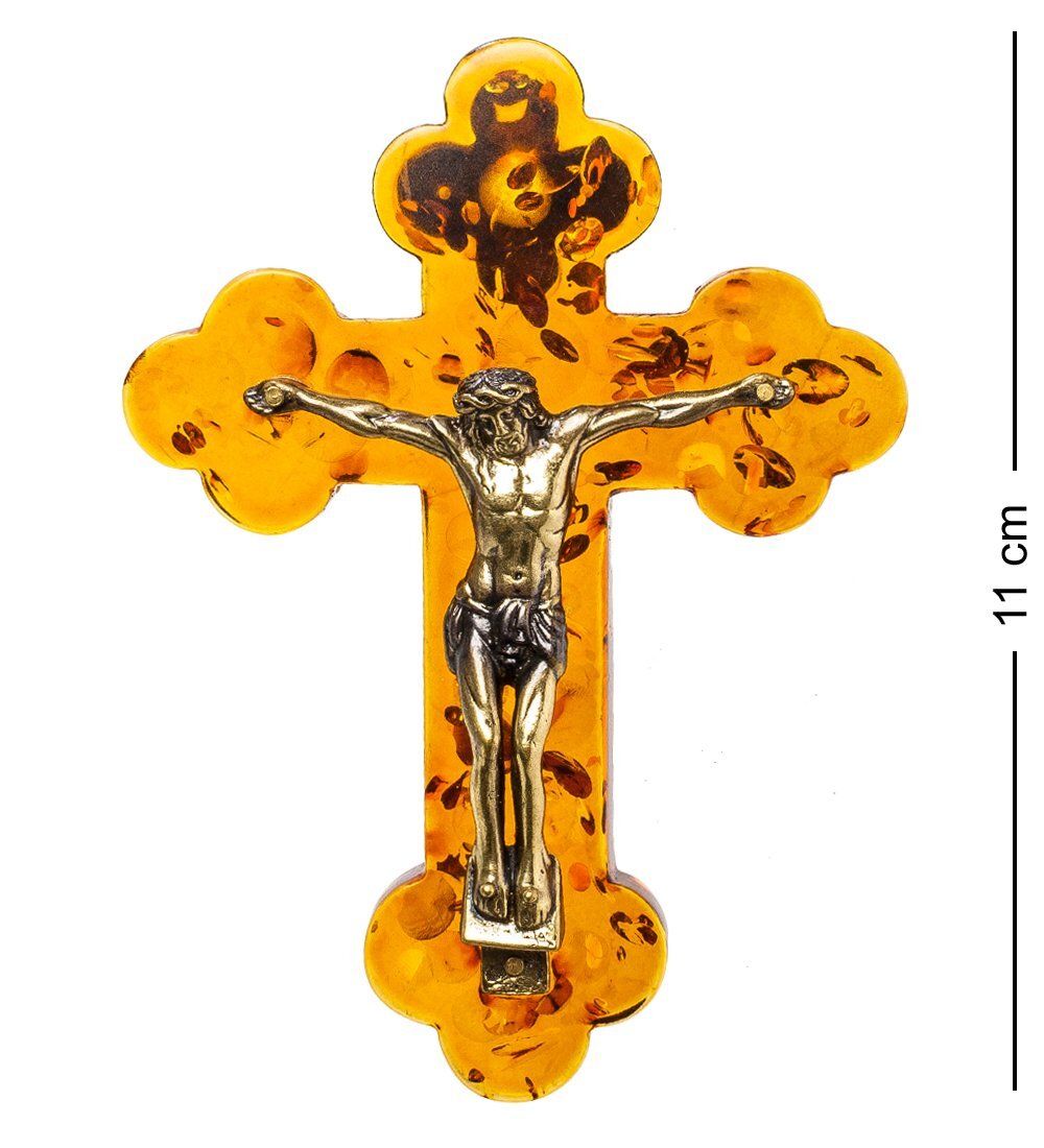 Народные промыслы AM-1262 Фигурка «Распятие Иисуса Христа» (латунь, янтарь)