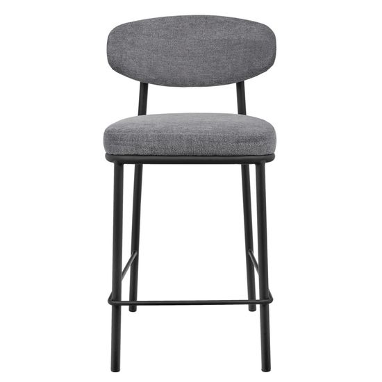Стул полубарный Lucas 2 серый шенилл с чёрными ножками
