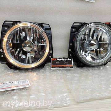 Передние фары внешние VW Golf 2 angel eyes chrome