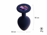 Черничная анальная пробка с фиолетовым кристаллом Gamma M - 8,1 см.