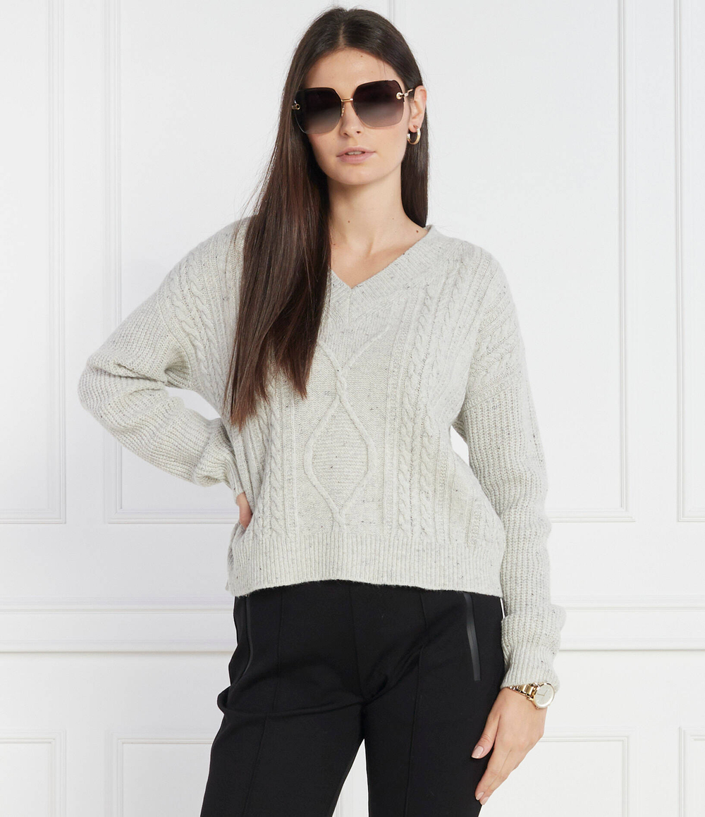 Хлопковый свитер кармела Max Mara Leisure - серый(336613366)