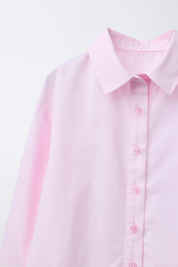 ZARA РУБАШКА С ВОЛАНАМИ СНИЗУ, РОЗОВЫЙ